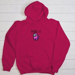Pink Among Us Youth Hoodie Unisex Size 14-16 Gamer Gift For Teens New